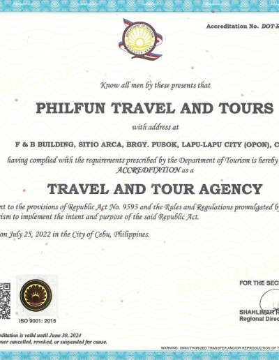 аккредитация Департамента по туризмы Филиппин Philfun